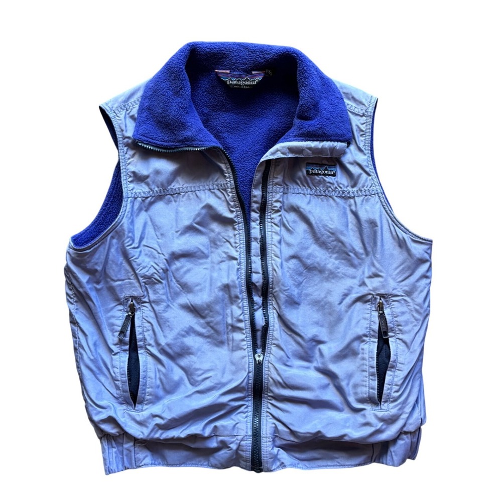 Vintage Patagonia Made In USA Purple Nylon Fleece Lined Vest Size 7/8